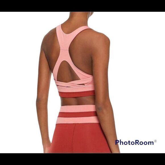 Iris and Ink REVOLVE pink red strappy back sports bra NWT M athleisure work out - Picture 6 of 6